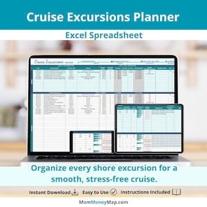 Cruise Excursion Planner Excel Spreadsheet, Shore Trip Itinerary Template, Port Day Tracker