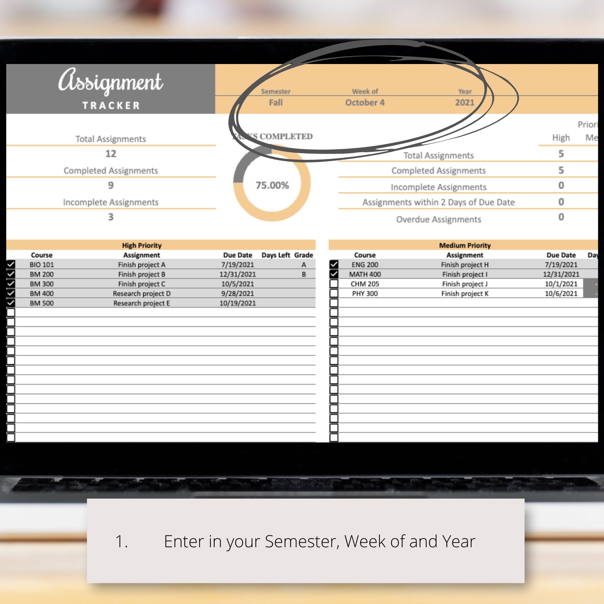 Assignment Tracker Google Sheets Spreadsheet Template | Homework ...