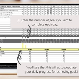 Goal Tracker Planner Google Sheets Spreadsheet to Set and Track Daily ...
