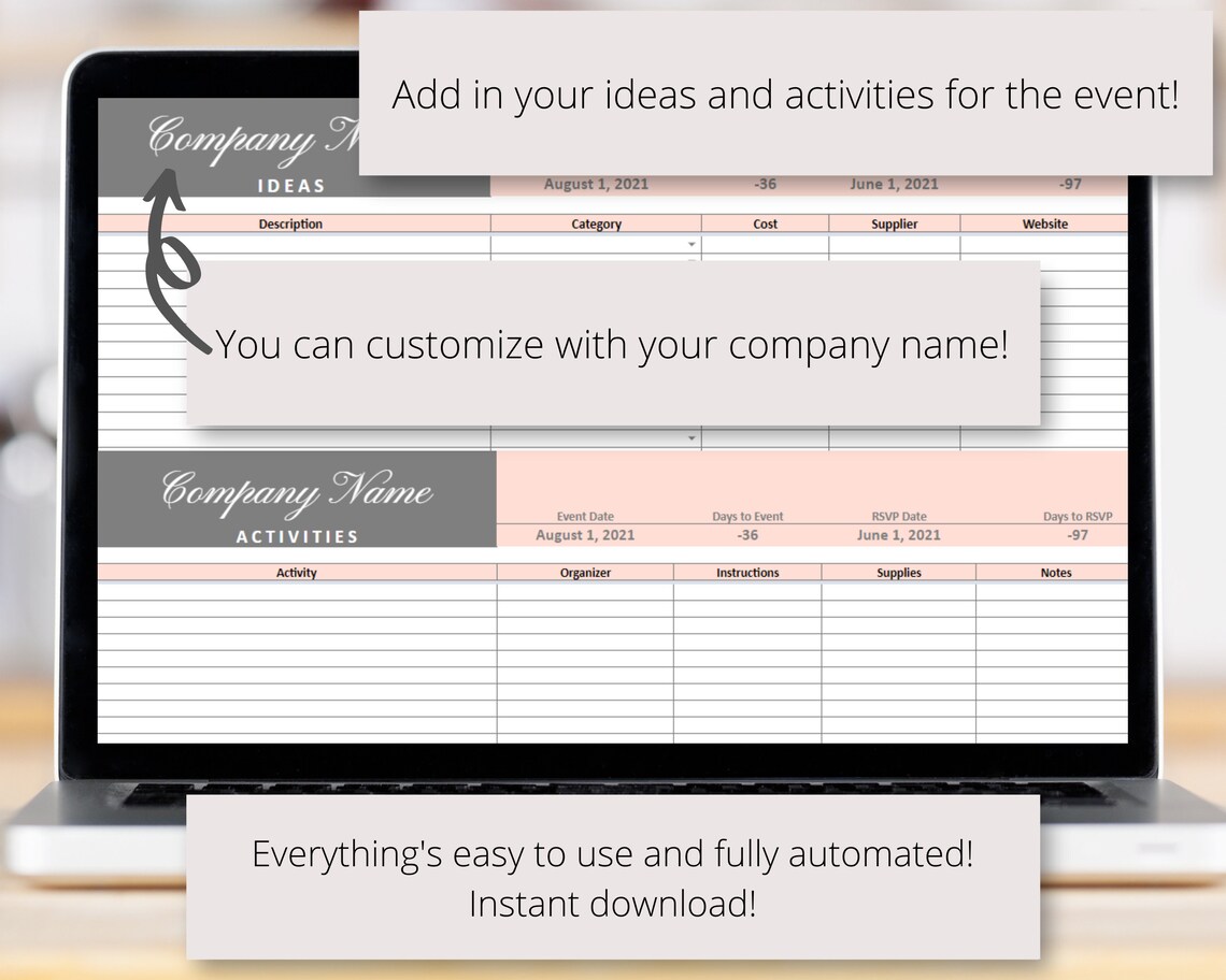 Event Planning Google Sheets Spreadsheet Party Planner Etsy