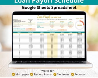 Loan Repayment Google Sheets Spreadsheet, Mortgage Amortization Calculator Template with Extra Payments to Payoff a Mortgage or Car Loan