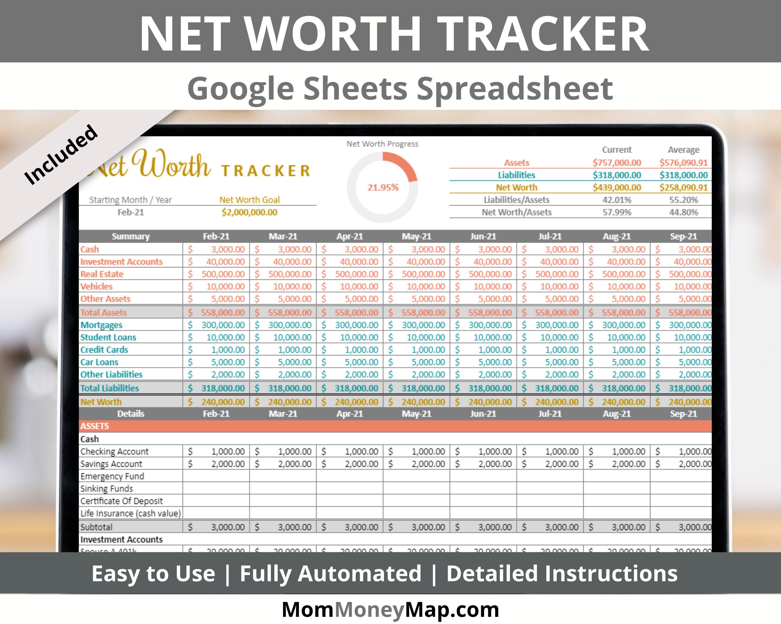 Financial Planner Google Sheets Spreadsheet Bundle Easy - Etsy