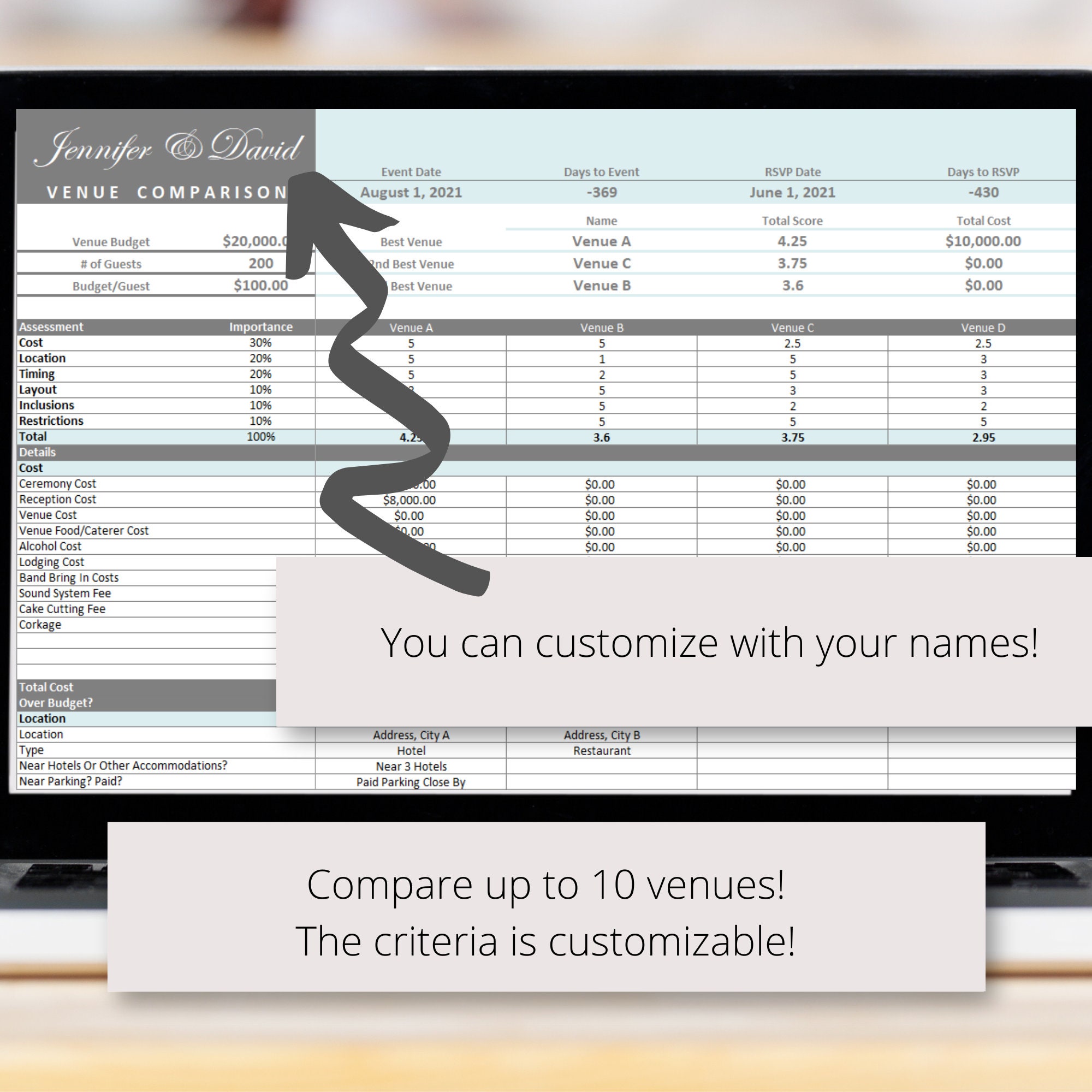 Wedding Planning Excel Spreadsheet Template Digital Download, Best ...