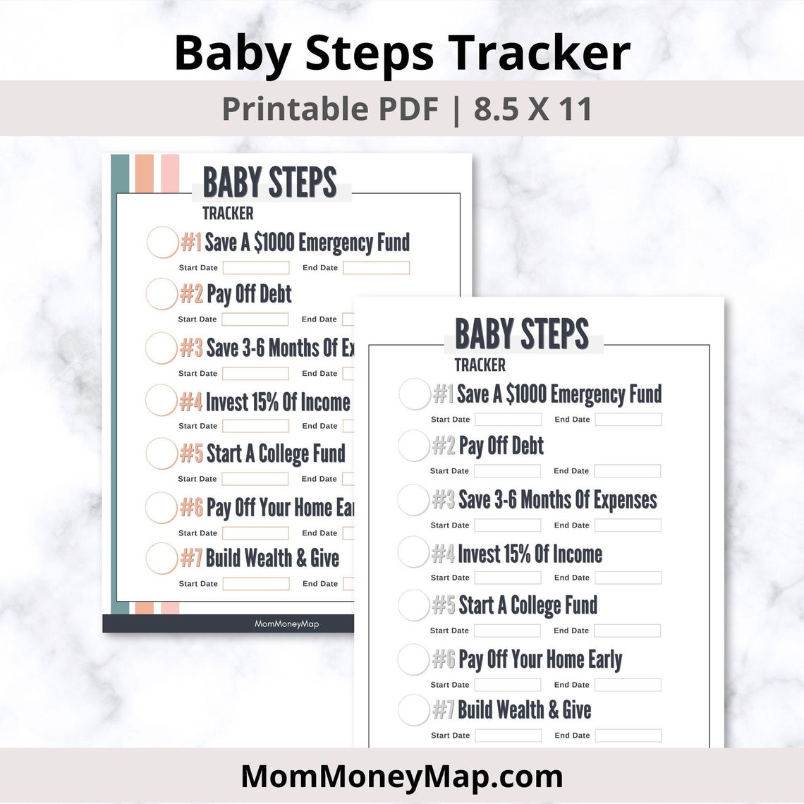 Dave Ramsey Baby Steps Tracker, Steps 1-7 Planner Printable PDF Digital ...
