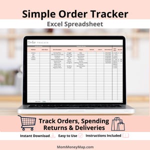 Simple Order Tracker Excel Spreadsheet, Home Delivery Log, Returns and Refund Organizer Template