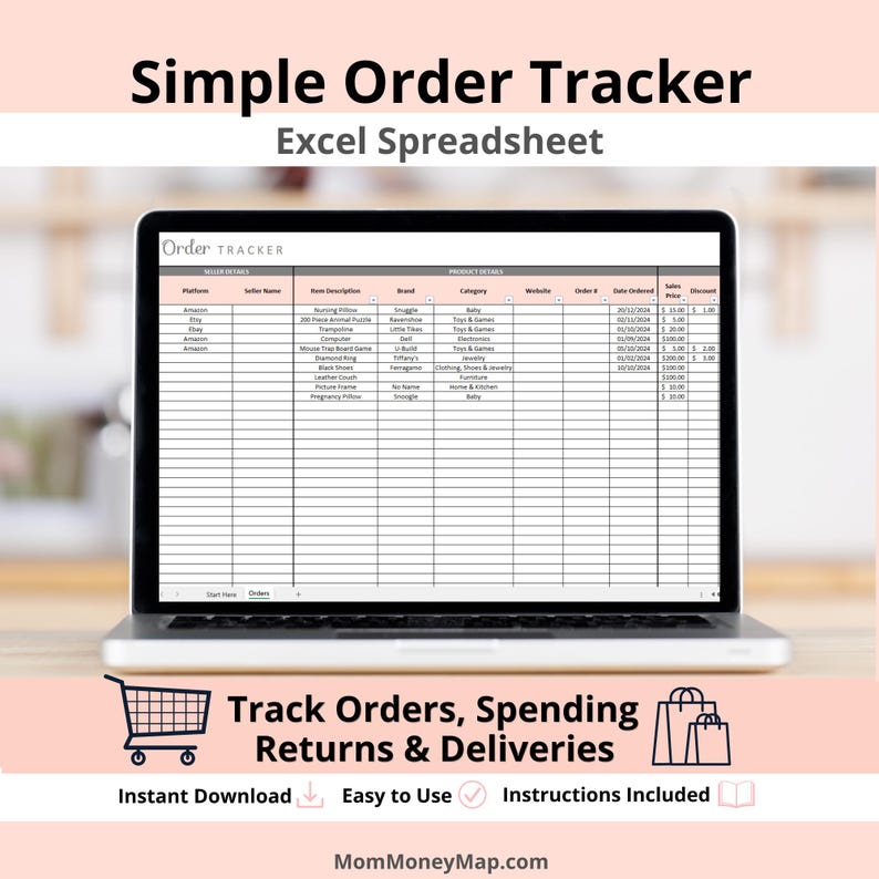 Simple Order Tracker Excel Spreadsheet, Organized Online Shopping ...