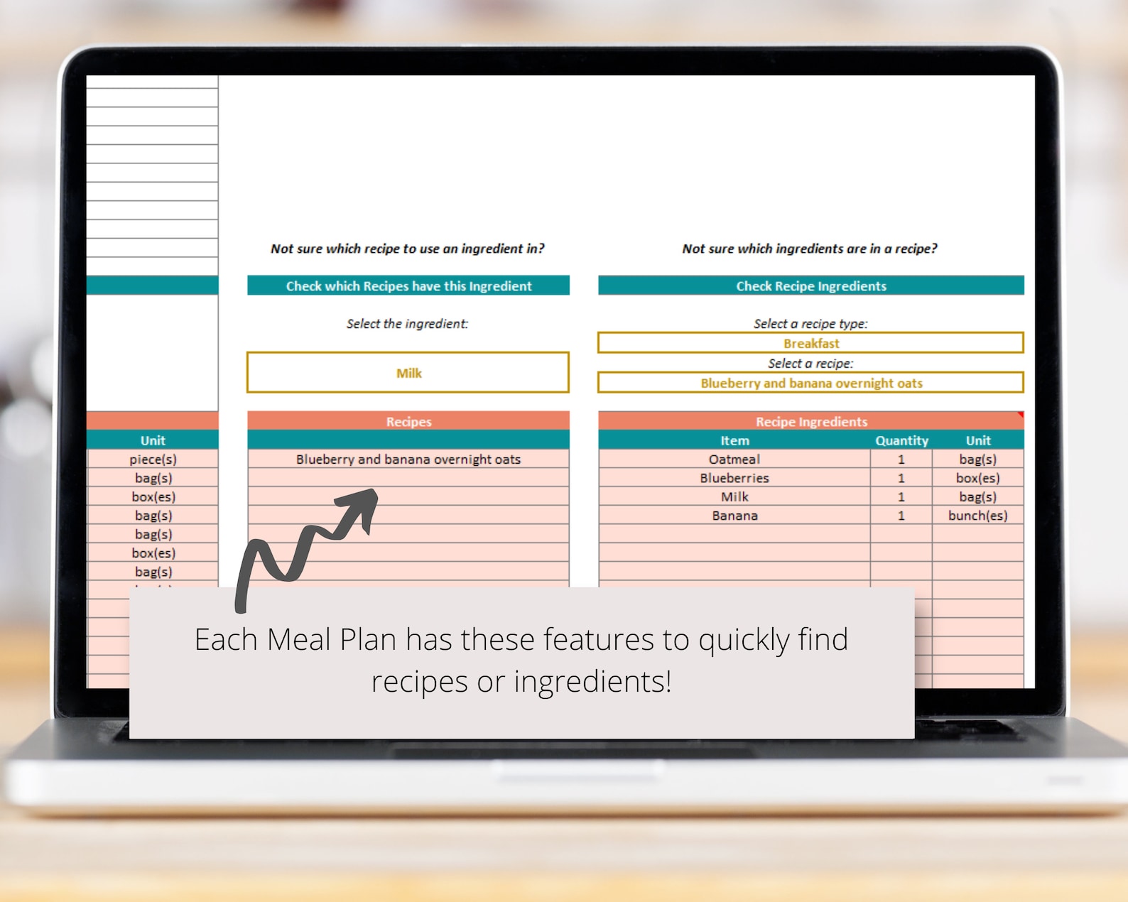 Weekly Meal Planner Excel Spreadsheet Template With Editable Snacks ...