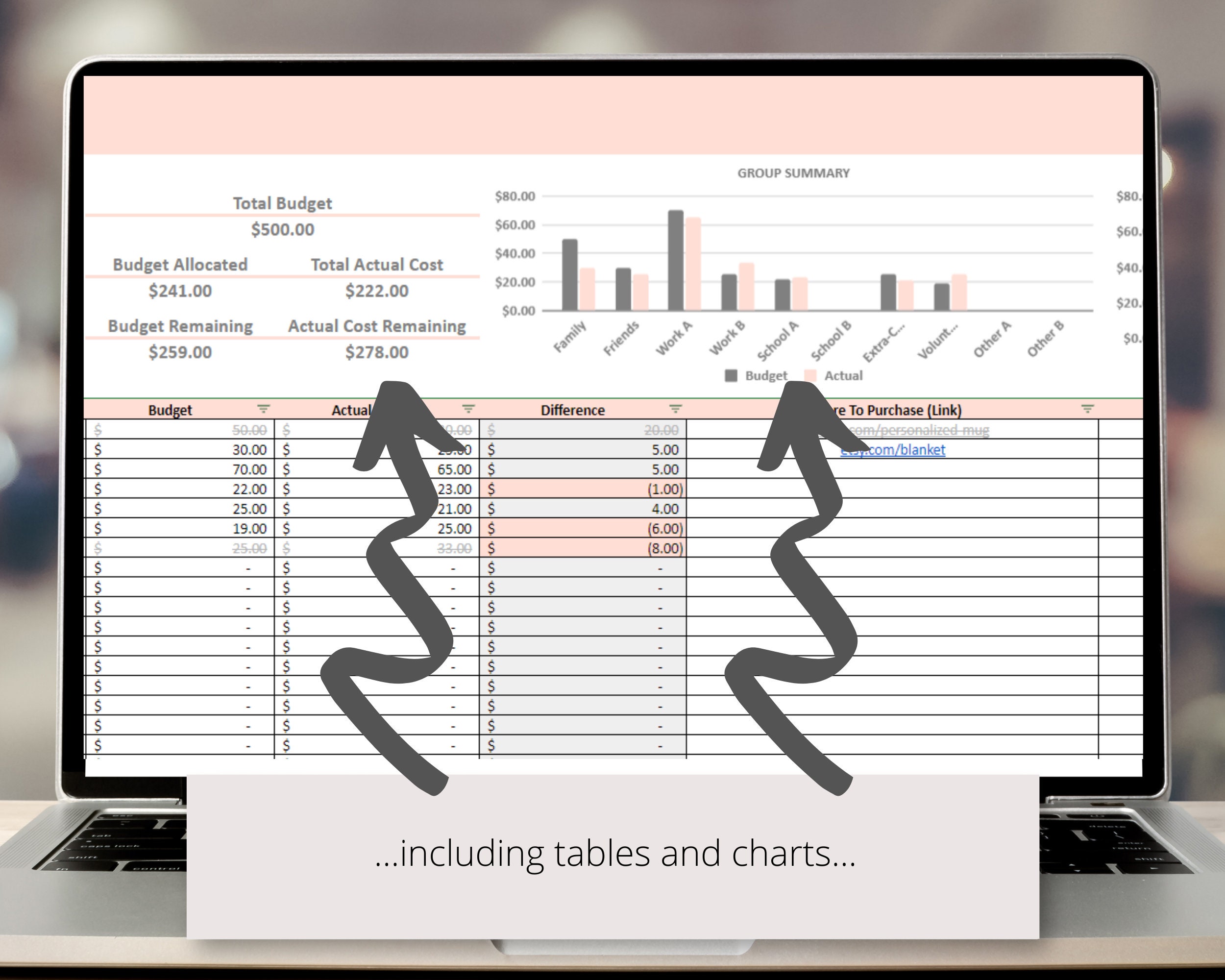 Gift Tracker Spreadsheet Gift Planner Google Sheets Template Etsy