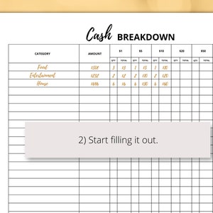 Cash Breakdown Sheet Printable PDF, Money Breakdown Form by ...
