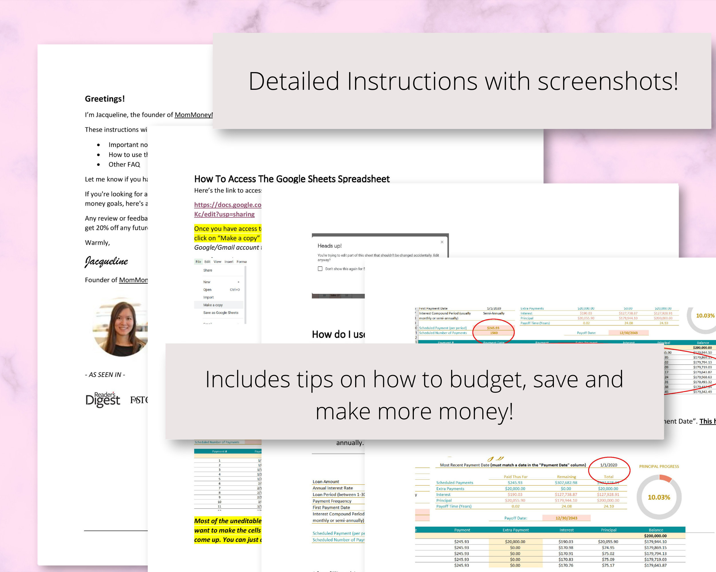 Loan Repayment Google Sheets Spreadsheet, Mortgage Amortization