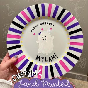 FULLY CUSTOM Happy Birthday Plate - A Hand Painted Plate for Birthdays, Baby&#39;s First Birthday, Special Birthday Gift