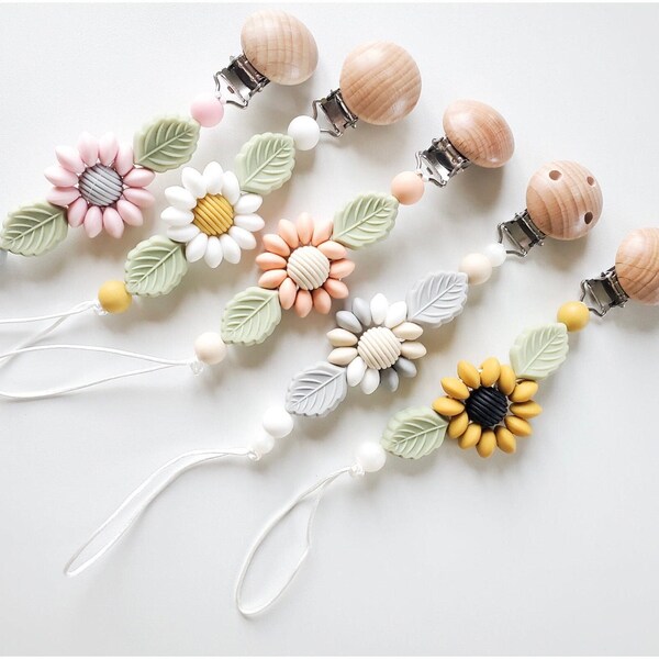 Flower Pacifier Clip Etsy