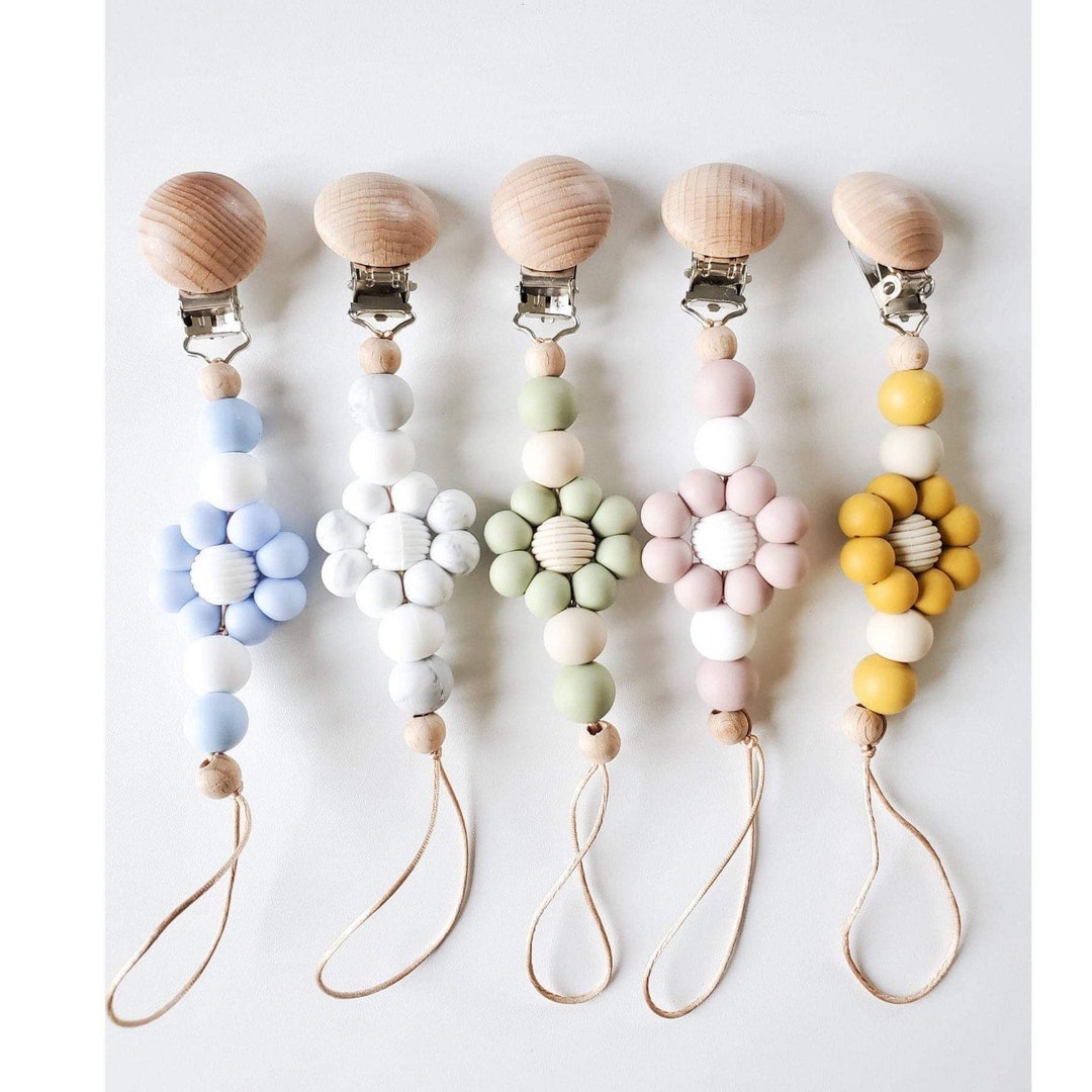 Flower Pacifier Clip Paci Clip Floral Pacifier Clip Baby Etsy
