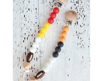 Football Pacifier Clip - Custom Colors for your Team - Newborn Gift - Pacifier Clips - Baby Gift -