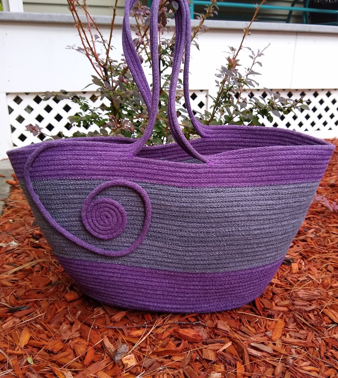 Rope Purse gray eggplant rope handbag handmade hand dyed Etsy