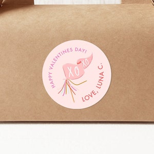 Valentines Day Circle Stickers for Treat Bags and Boxes / Matte Circle Packaging Stickers / 2.5 3.5&quot; Cookie Bag Stickers / Treat Stickers
