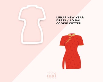 Chinese Dress / Ao Dai Cookie Cutter / Lunar New Year Cookie Cutter / Cute Cookie Cutter / 3D Printed PLA Cookie Fondant Cutter
