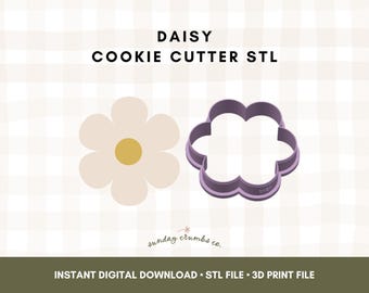 Daisy Flower Cookie Cutter STL-bestand: 3D Print Cookie (digitale download)
