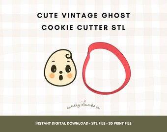 Cortador de galletas de fantasma de Halloween vintage (archivo STL): Impresión 3D (descarga digital)