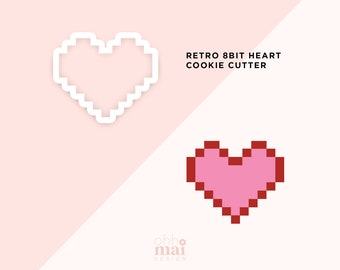 Retro 80s Heart Cookie Cutter / 8 Bit Heart Glasses Cookie Cutter / Cute Cookie Cutter / 3D Printed PLA Cookie Fondant Cutter