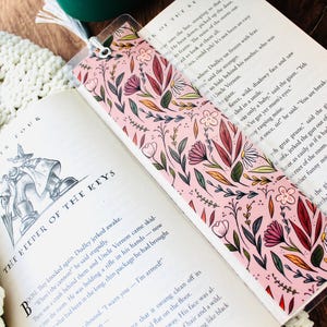 Floral Print Bookmark / Laminated Bookmark 2x8&quot; / Fall Wildflowers Bookmark / Fall Pattern Bookmark