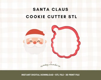 Santa Claus Cookie Cutter STL File: 3D Print (Digital Download)