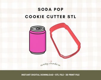 Soda Pop Can Cookie Cutter STL File: 3D Print Design (Digital Download)