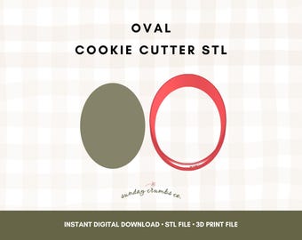 Oval Cookie Cutter STL File: 3D Print Design (Digital Download)