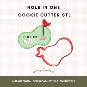 Cortador de galletas "Hoyo en uno" (archivo STL) / Galletas para fiestas de golf y cumpleaños / Descarga digital