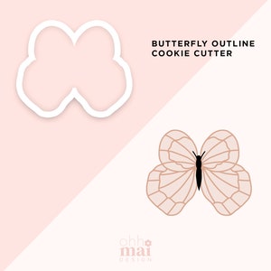 Butterfly Outline Cookie Cutter / Spring Summer Floral Baby Shower Birthday Cookie Cutter / 3D Printed PLA Cookie Fondant Cutter