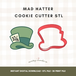 Mad Hattmakaren Hatt Kakutstickare STL-fil: Alice i Underlandet (digital nedladdning)