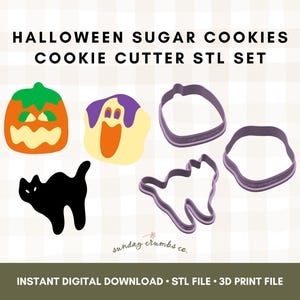 Halloween Cookie Cutter Set STL: Spooky Ghost, Pumpkin, Bat (Digital Download)
