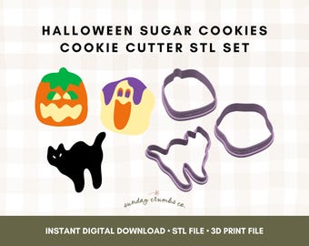 Halloween Cookie Cutter Set STL: Spooky Ghost, Pumpkin, Bat (Digital Download)