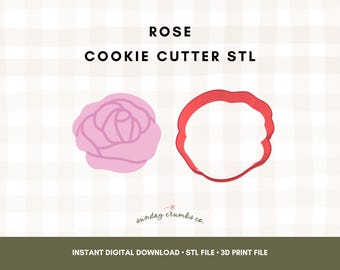 Rose Cookie Cutter STL File: Floral 3D Print Design (Digital Download)