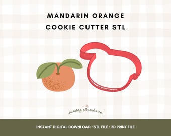 Mandarin Orange Cookie Cutter STL File: 3D Print Design (Digital Download)