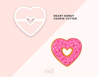 Heart Donut Cookie Cutter / Birthday Valentines Day Christmas Cookie Cutter / Cute Cookie Cutter / 3D Printed PLA Cookie Fondant Cutter