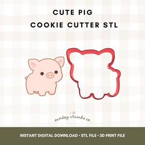 Pig Cookie Cutter STL File: 3D Print, Spring Easter Baking (Digital Download)