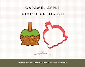 Caramel Apple Cookie Cutter STL File: 3D Print (Digital Download)