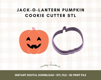 Pumpkin Jack O' Lantern Cookie Cutter STL File: 3D Print  Design (Digital Download)