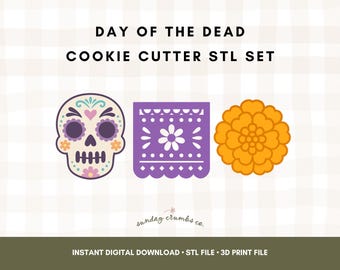 Day of The Dead Cookie Cutter STL Set Files: 3D Print Digital Download