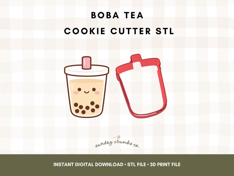Boba Cup Bubble Tea Cookie Cutter STL File (digital Download) - Etsy