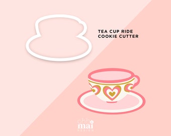 Tea Cup Ride Cookie Cutter / Cute Themepark Cookie Cutter / Birthday Cookie Cutter / 3D Printed PLA Cookie Fondant Cutter