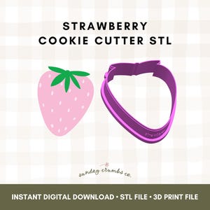 Erdbeer Cookie Cutter STL • 3D Druckdatei • Süßer Cookie Cutter • Sofortiger digitaler Download