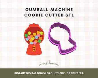 Gumball Machine Cookie Cutter 3D Print File: Retro Candy Theme (Digital Download)