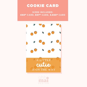 4x6", 5x7" en 3,5x5" een klein schatje is onderweg cookie card backers, cookie verpakking, cookie tag, schattige cookie printable, oranje cutie