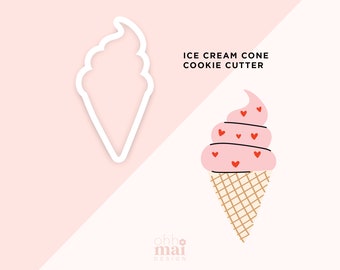 Ice Cream Cone Cookie Cutter / Valentines Day Cookie Cutter / Cute Cookie Cutter / 3D Printed PLA Cookie Fondant Cutter