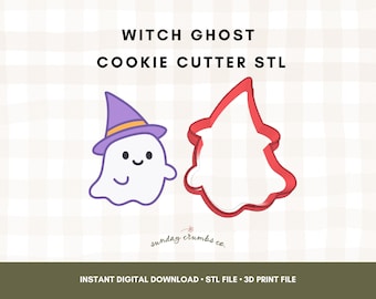 Cortador de galletas de bruja fantasma (archivo STL): Impresión 3D (descarga digital)