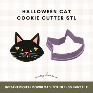 ハロウィン猫クッキーカッター STL ファイル: 3D プリントデザイン (デジタルダウンロード)