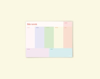 Weekly Notepad / Orders This Week Notepad / Bakery Notepad / Weekly Orders Notepad / Colorblock Cute Minimal Notepad