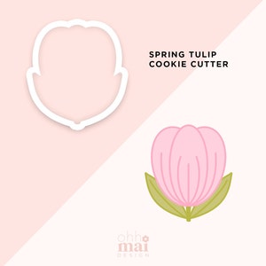 Spring Tulip Cookie Cutter / Simple Flower Cookie Cutter / 3D Printed PLA Cookie Fondant Cutter image 4